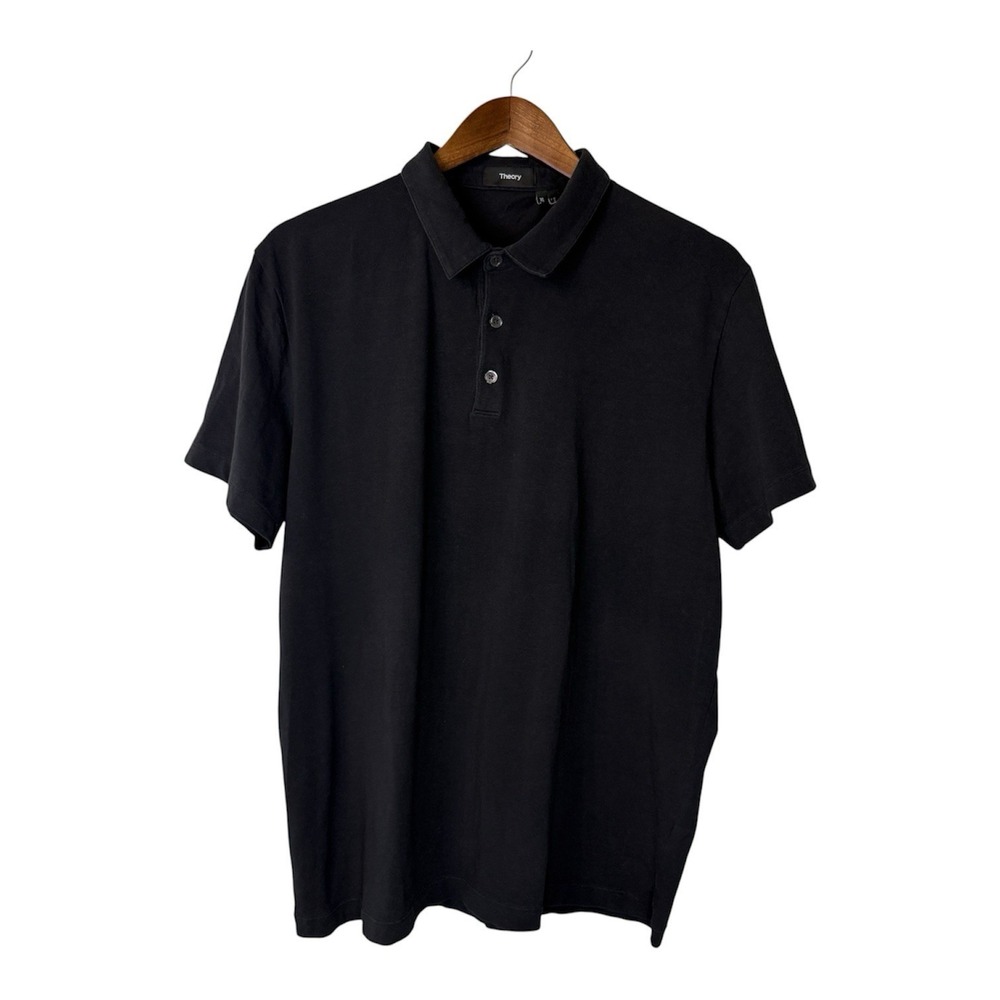 Theory Bron B Cardasis polo shirt men's XL black short sleeve classic casual